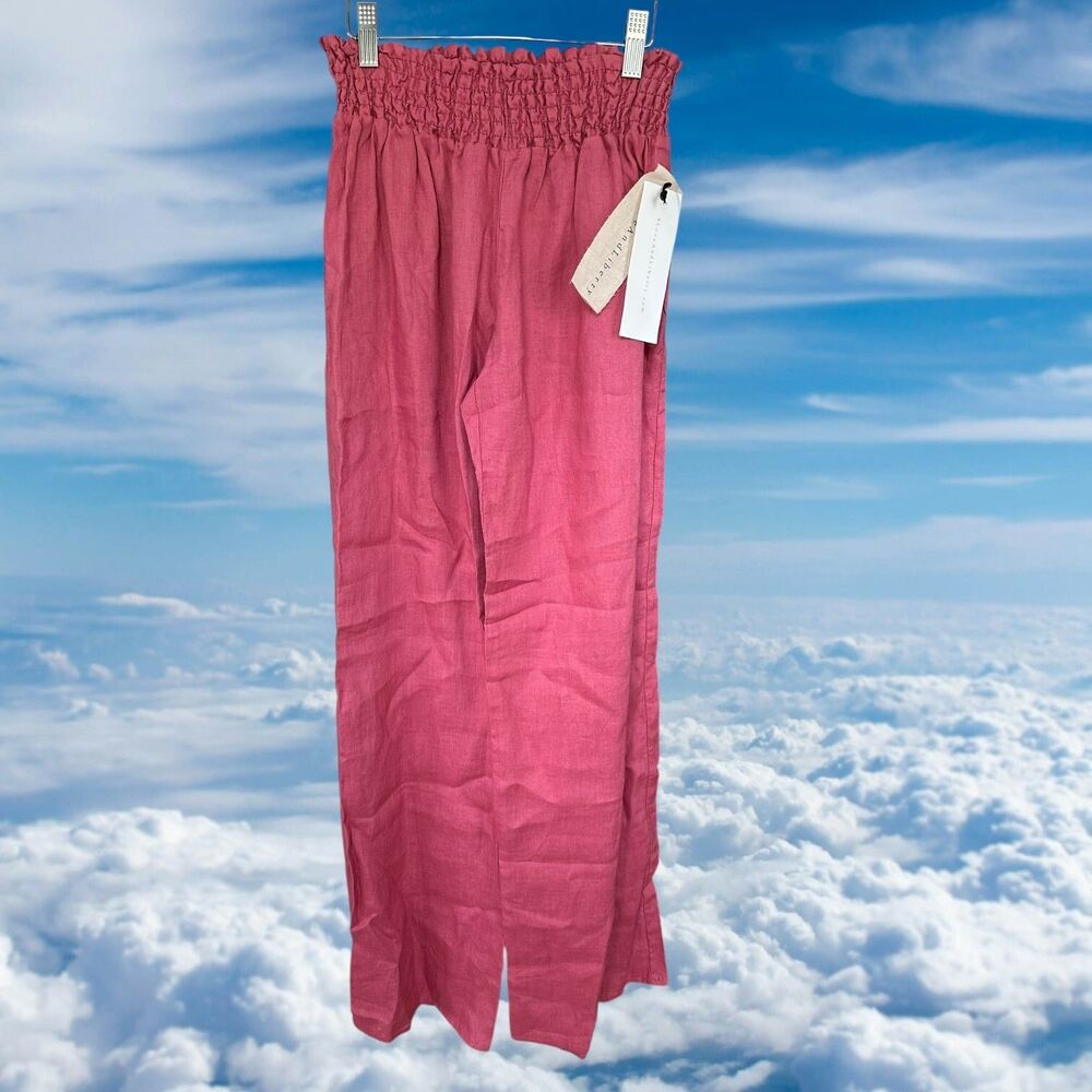 Johnny Was 4 Love & Liberty Women Pants Linen Elastic Waist Size XS Primrose